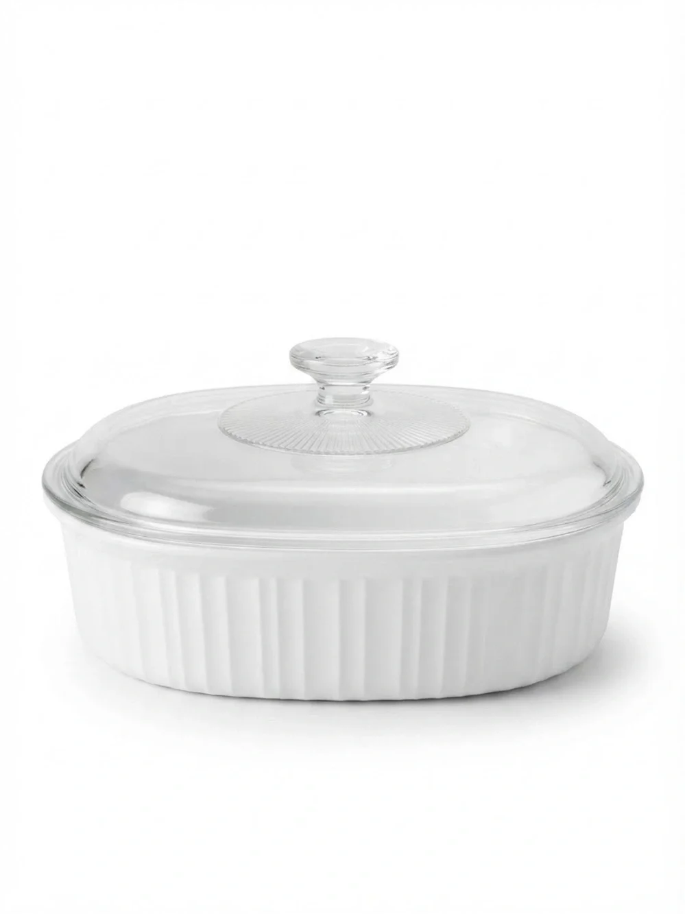 VTG Corning Ware F-12-B French White Oval Casserole w/ Pyrex Glass Lid Pre-Owned